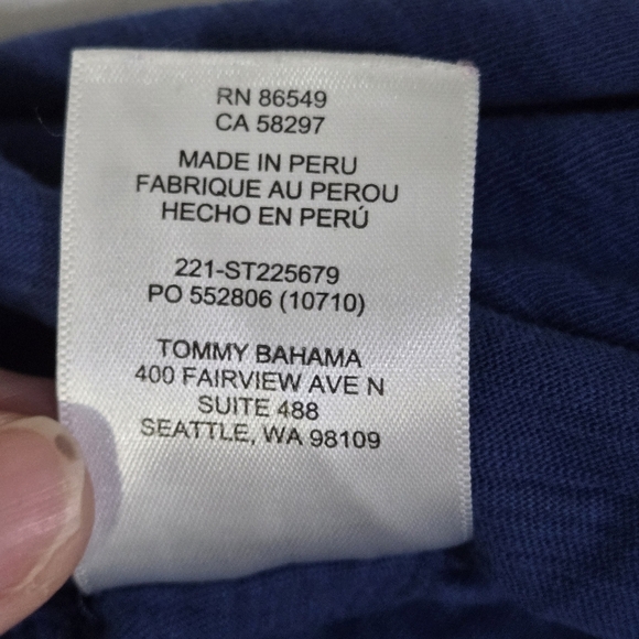 Tommy Bahama Blue 💯 Cotton Men's Large T-Shirt - Picture 6 of 9